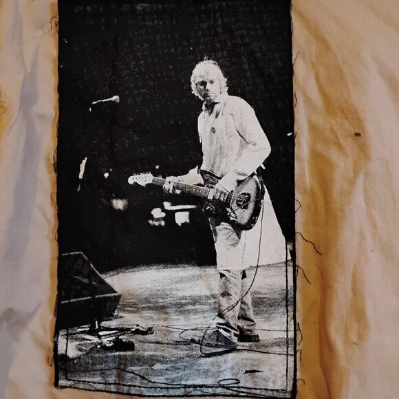 Vintage Cream Nirvana Kurt Cobain Button Up Long Sleeve Shirt XL Open Grunge - Picture 7 of 9